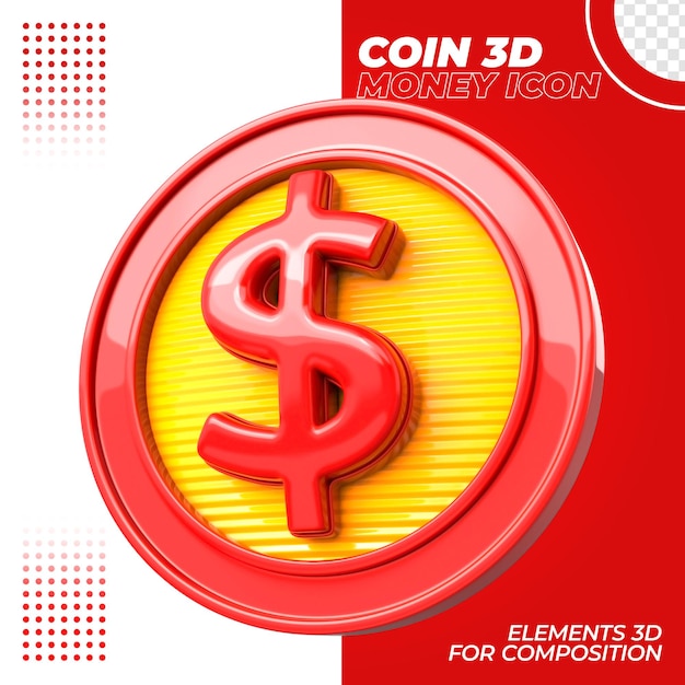 Coin 3d para composição isolada