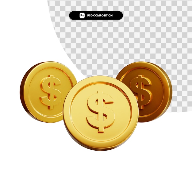 Coin 3d visual para composição isolada