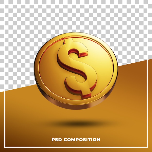 Coin 3d visual para composição isolada