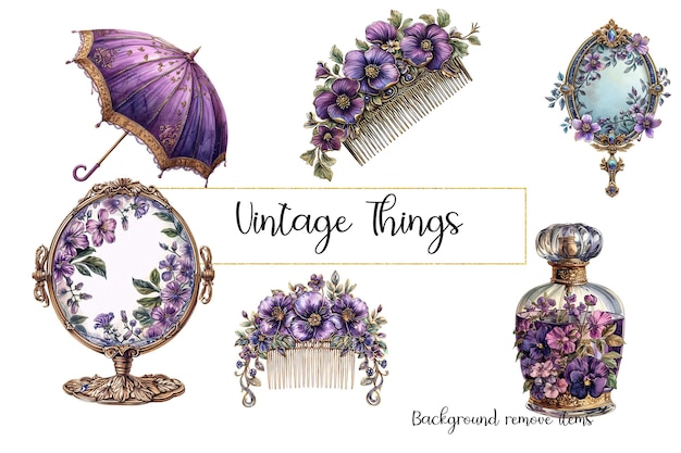 Coisas Vintage Coisas Clipart Púrpura