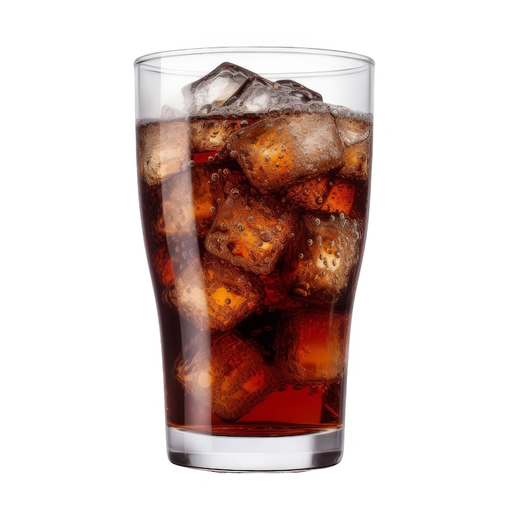 PSD coke en vidrio aislado sobre un fondo transparente