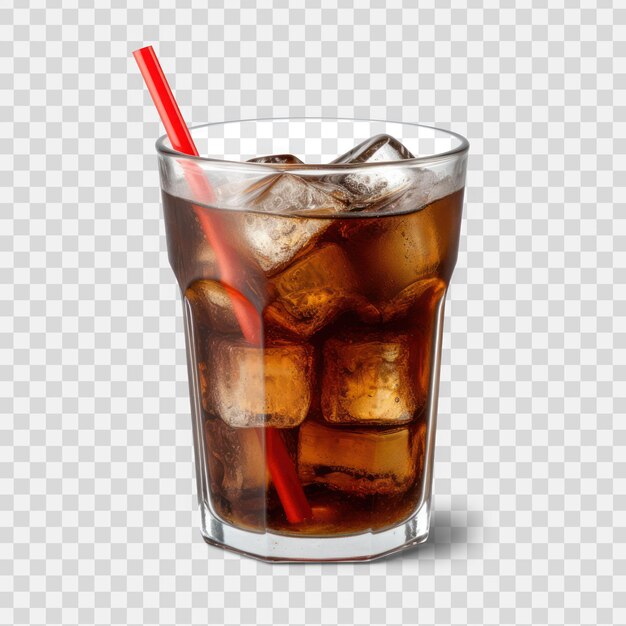 PSD cola con hielo sobre fondo de transparencia psd