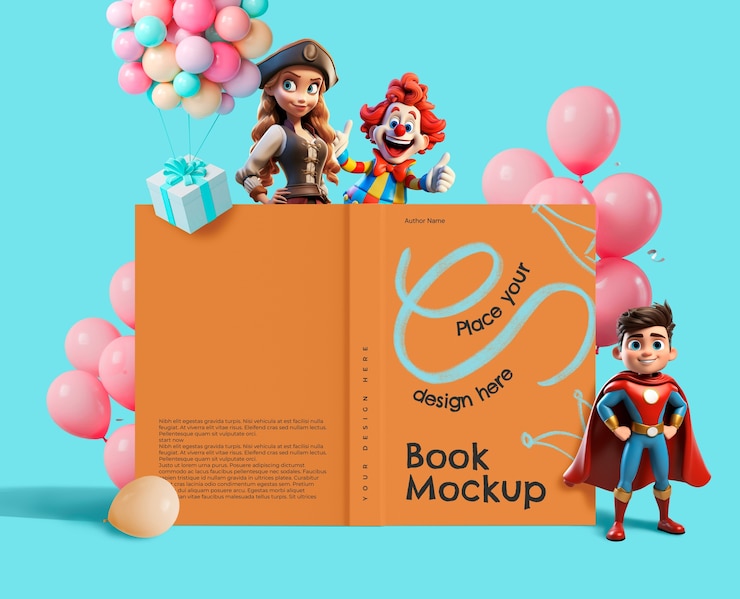 PSD colagem de maquetes cgi de livros infantis