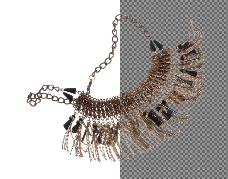 PSD colar de joias preciosas em estilo de contas voar no ar colar de jóias preciosas como pedra preciosa para ornamentos de moda itens decorativos colar de ornamentos de mode para adicionar mais estilo fundo branco isolado
