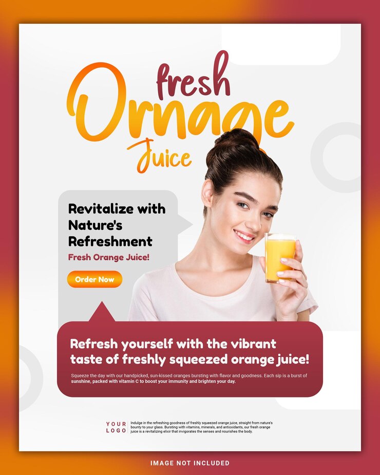 PSD colazione energica succo di arancia sano e fresco vitamina c modello di banner per i social media