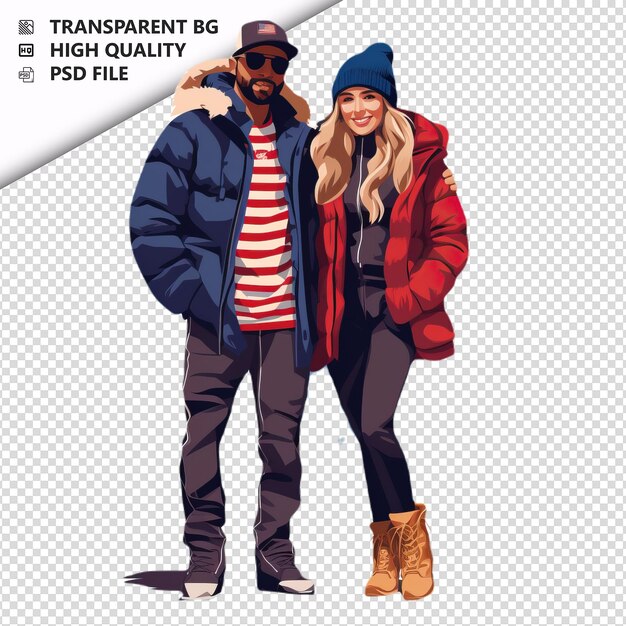 PSD cold american couple flat icon style com fundo branco iso