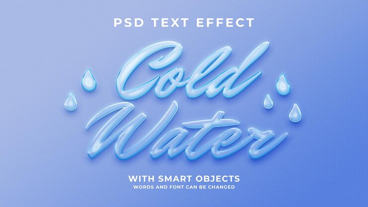 Cold water PSD editable text effect