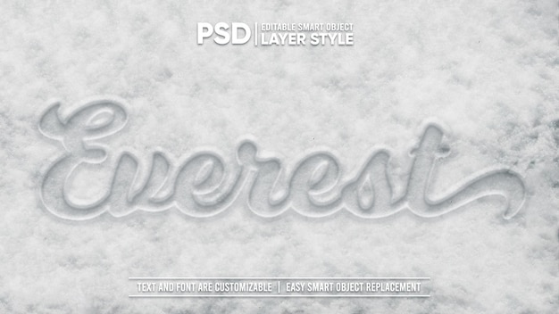 Cold winter white snow tipografia draw editable layer style smart object text effect