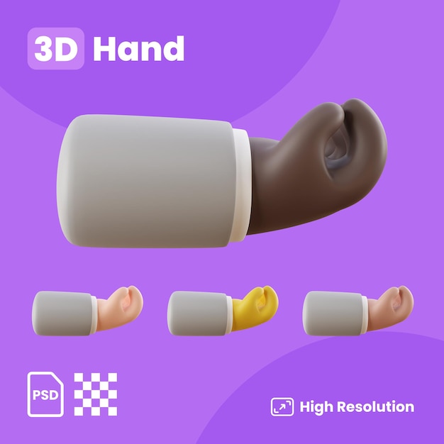 Coleção 3D com mãos fazendo sinal de capisci