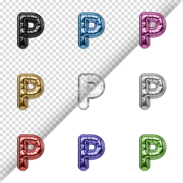 PSD coleção 3d de arquivos psd com alfabetos e números de balões de papelão de a a z e de 0 a 9
