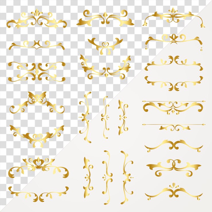 PSD coleção de adesivos png de borda de filigrana de ouro vintage