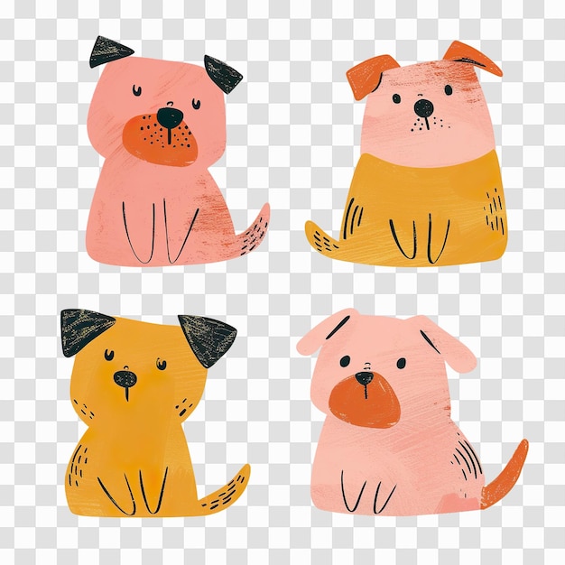 PSD coleção de cachorrinhos de desenho animado