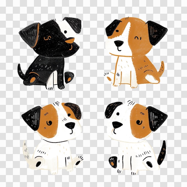 PSD coleção de cachorrinhos de desenho animado