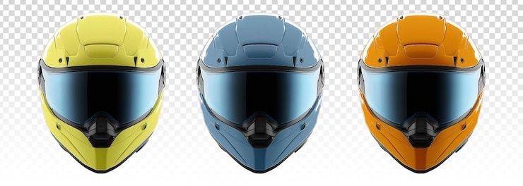 PSD coleção de capacete de corrida de rosto completo isolado em fundo transparente