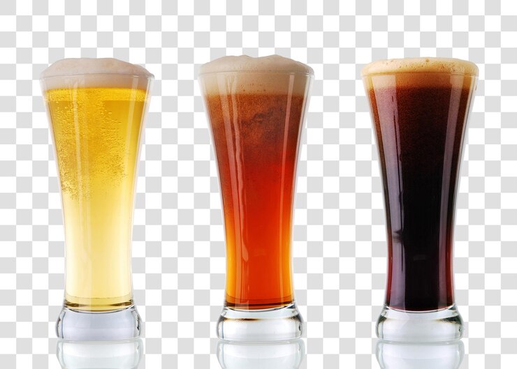 PSD coleção de cerveja - três copos de cerveja. arquivo psd em camadas