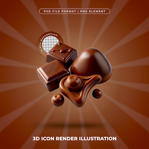 Coleção de Chocolate 3D Delicious Cocoa Splash Art