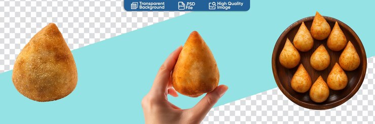 PSD coleção de coxinha, um amado prato saboroso do brasil com frango triturado