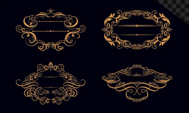 Coleção de design ornamental de luxo em fundo transparente