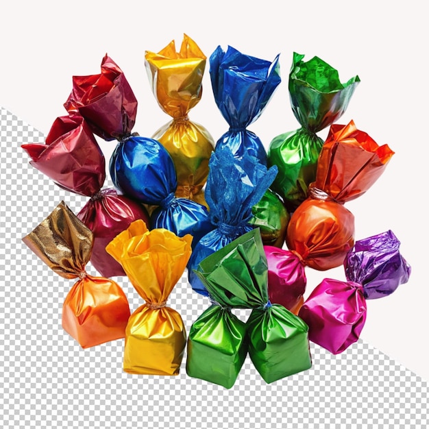 PSD coleção de doces coloridos em fundo transparente