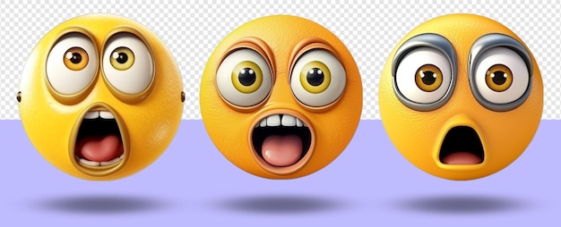 PSD coleção de emoticons com rostos surpresos