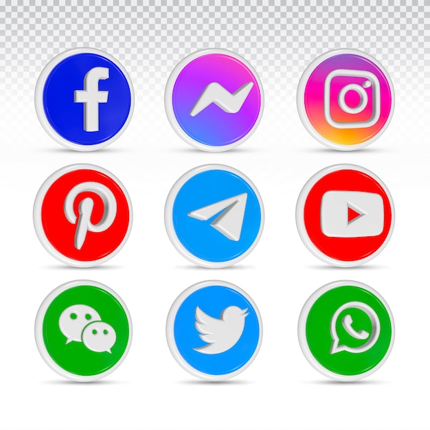 PSD coleção de estilo de mídia social logo icon