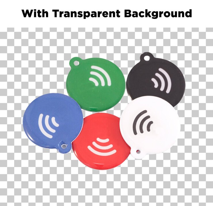 PSD coleção de etiquetas rfidnfc redondas coloridas com fundo transparente