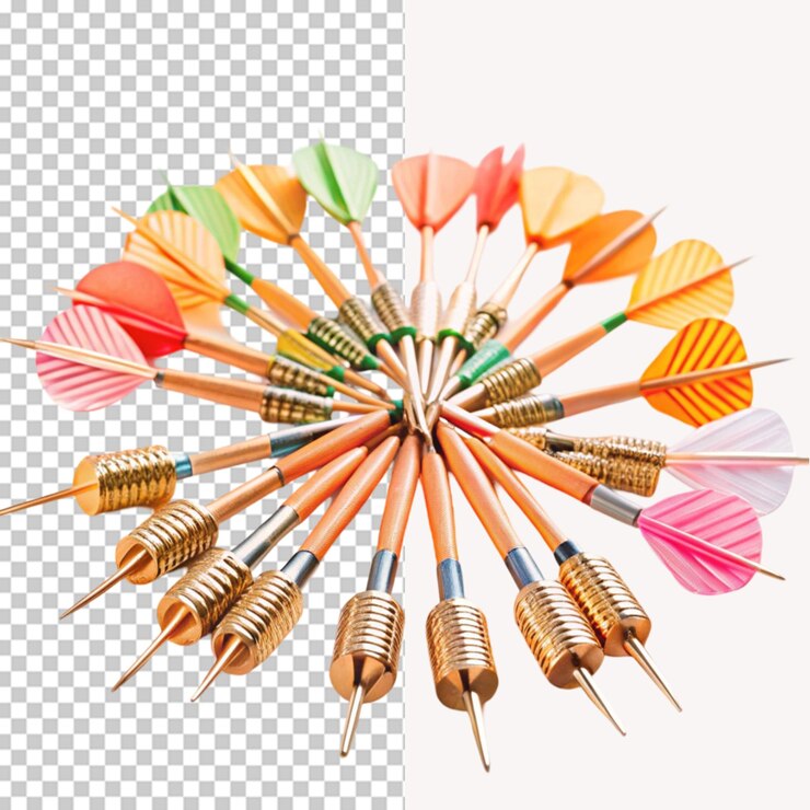 PSD coleção de flechas de dardos coloridos em um fundo transparente