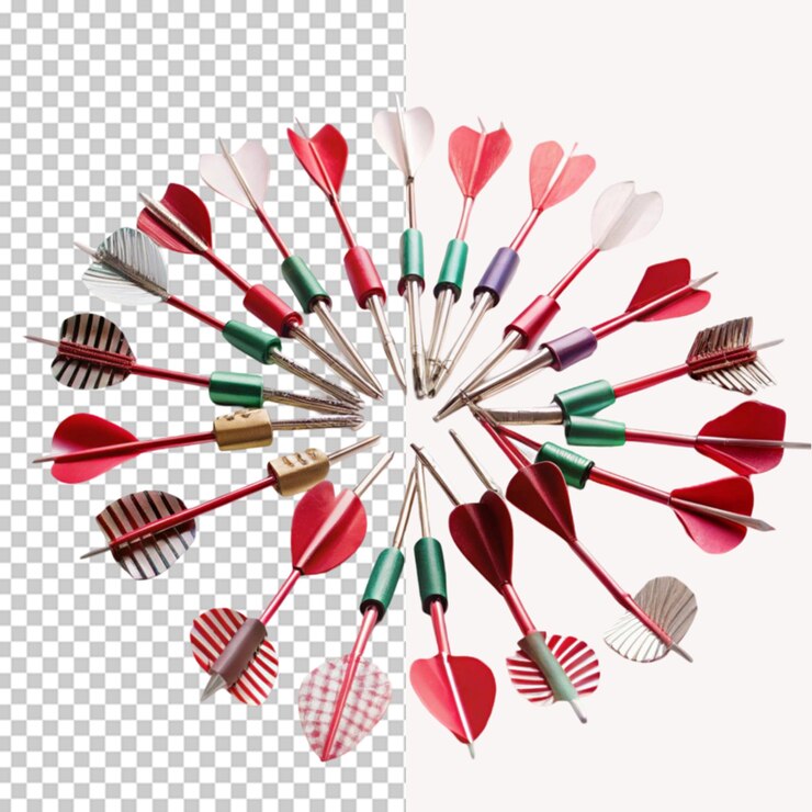 PSD coleção de flechas de dardos coloridos em um fundo transparente