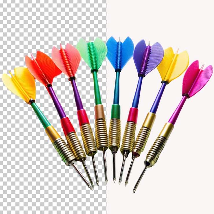PSD coleção de flechas de dardos coloridos em um fundo transparente
