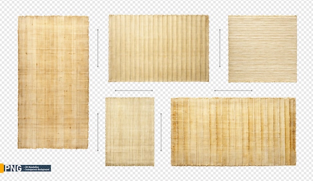 Coleção de folhas de papiro envelhecidas com textura