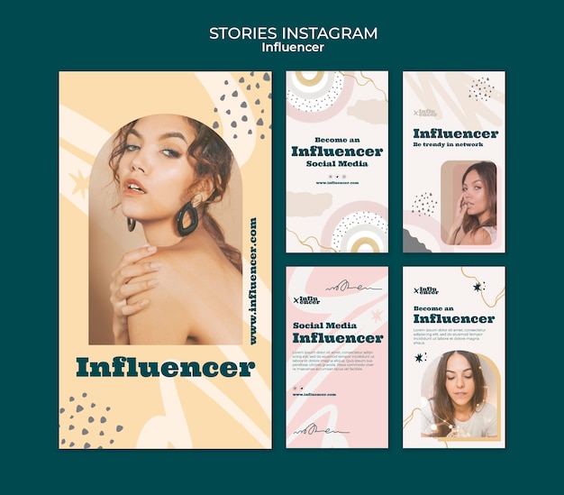 PSD coleção de histórias do instagram de influenciador de mídia social