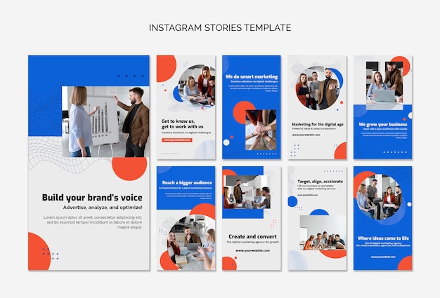 PSD coleção de histórias do instagram de marketing de negócios