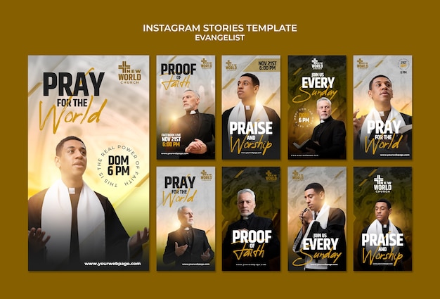 Coleção de histórias do instagram de religião e espiritualidade evangelista