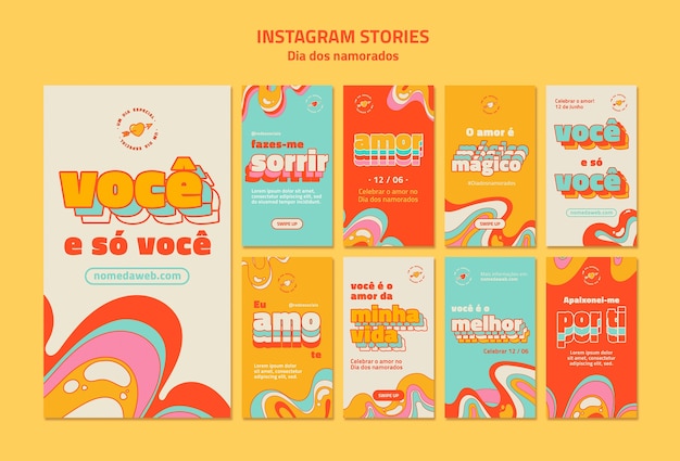 Coleção de histórias do instagram dia dos namorados