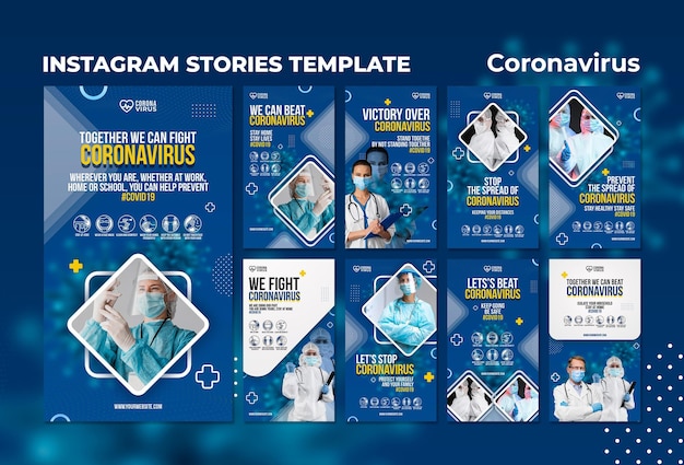 Coleção de histórias do Instagram para a conscientização do coronavírus