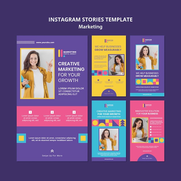 Coleção de histórias do Instagram para agência de marketing criativo