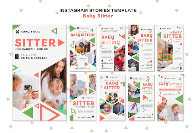 Coleção de histórias do Instagram para babá com crianças