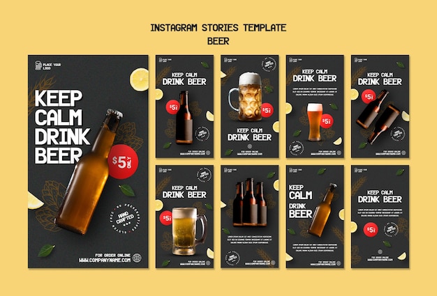 Coleção de histórias do Instagram para beber cerveja