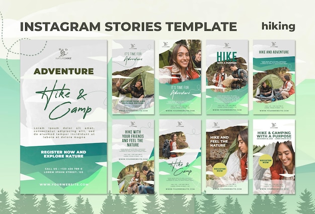 Coleção de histórias do Instagram para caminhadas na natureza