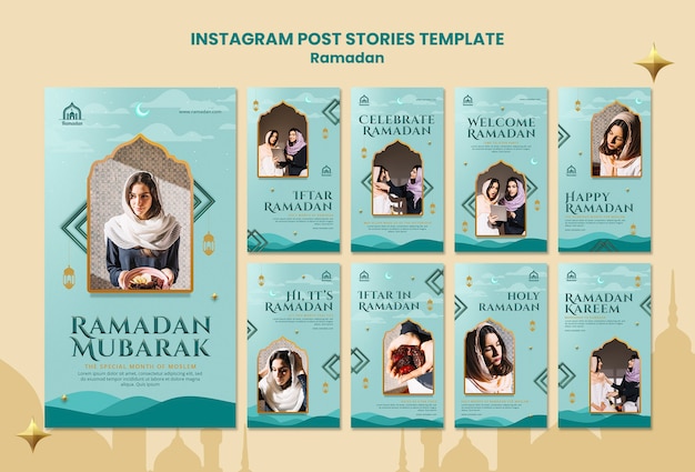 Coleção de histórias do instagram para celebração do ramadã