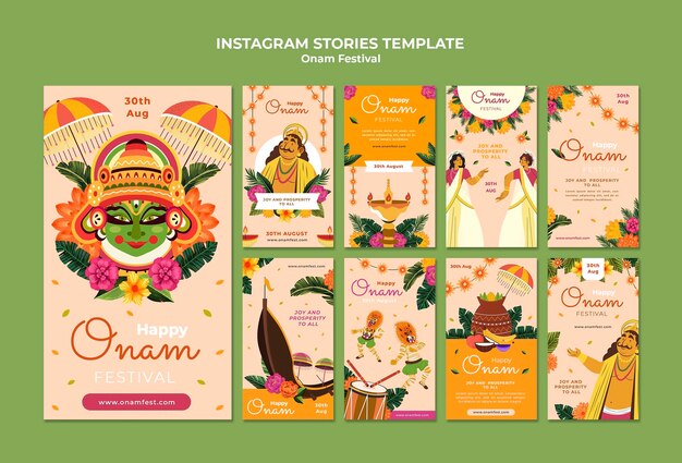 Coleção de histórias do instagram para celebração onam