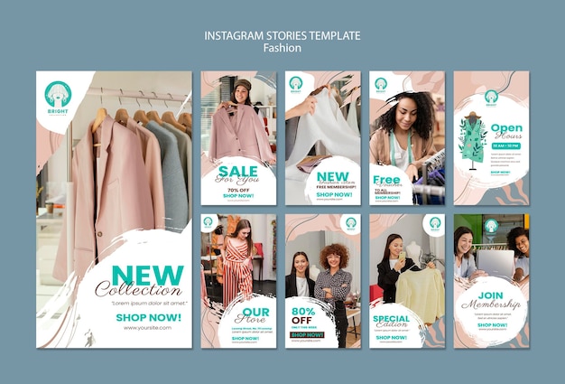 Coleção de histórias do Instagram para coleção de moda