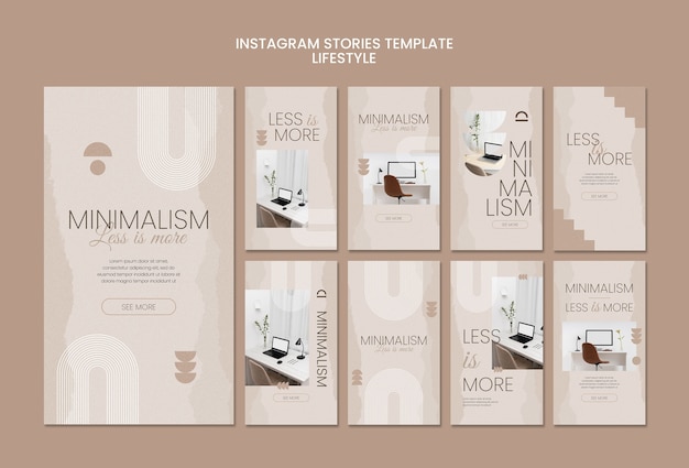 Coleção de histórias do instagram para design de interiores minimalista
