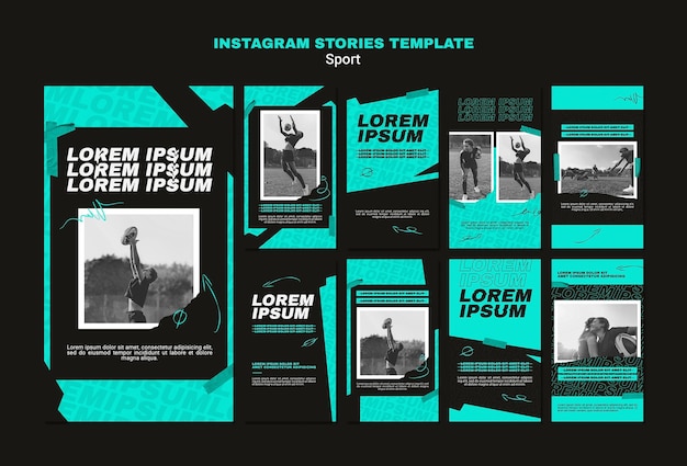 Coleção de histórias do Instagram para jogo de futebol americano