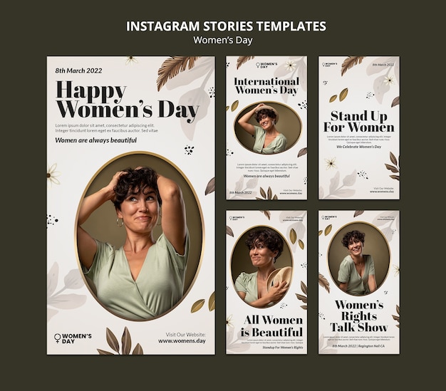 PSD coleção de histórias do instagram para o dia internacional da mulher