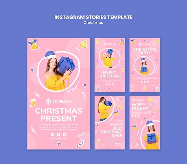 PSD coleção de histórias do instagram para o natal