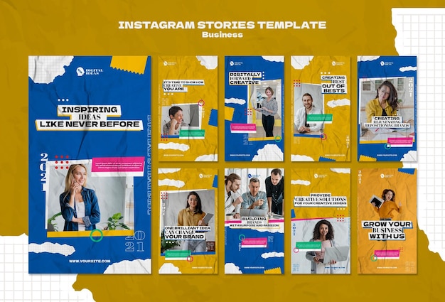 PSD coleção de histórias do instagram para soluções de negócios criativos