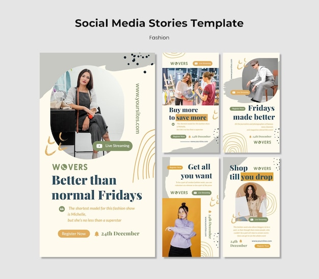 PSD coleção de histórias do instagram para vendas de moda