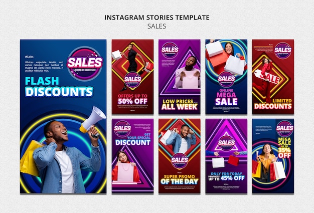 Coleção de histórias do Instagram para vendas