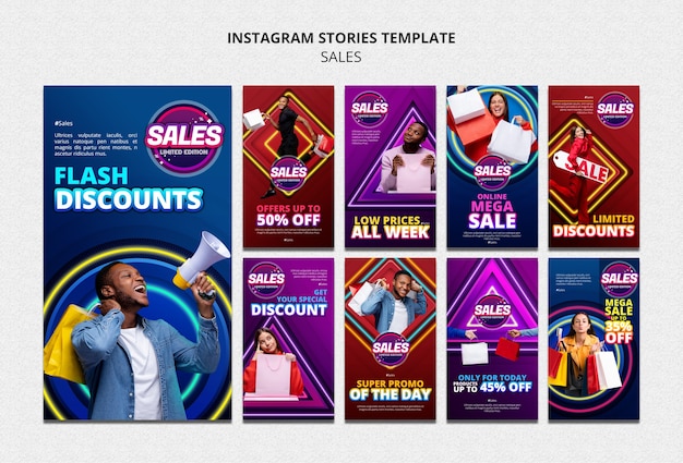 PSD coleção de histórias do instagram para vendas